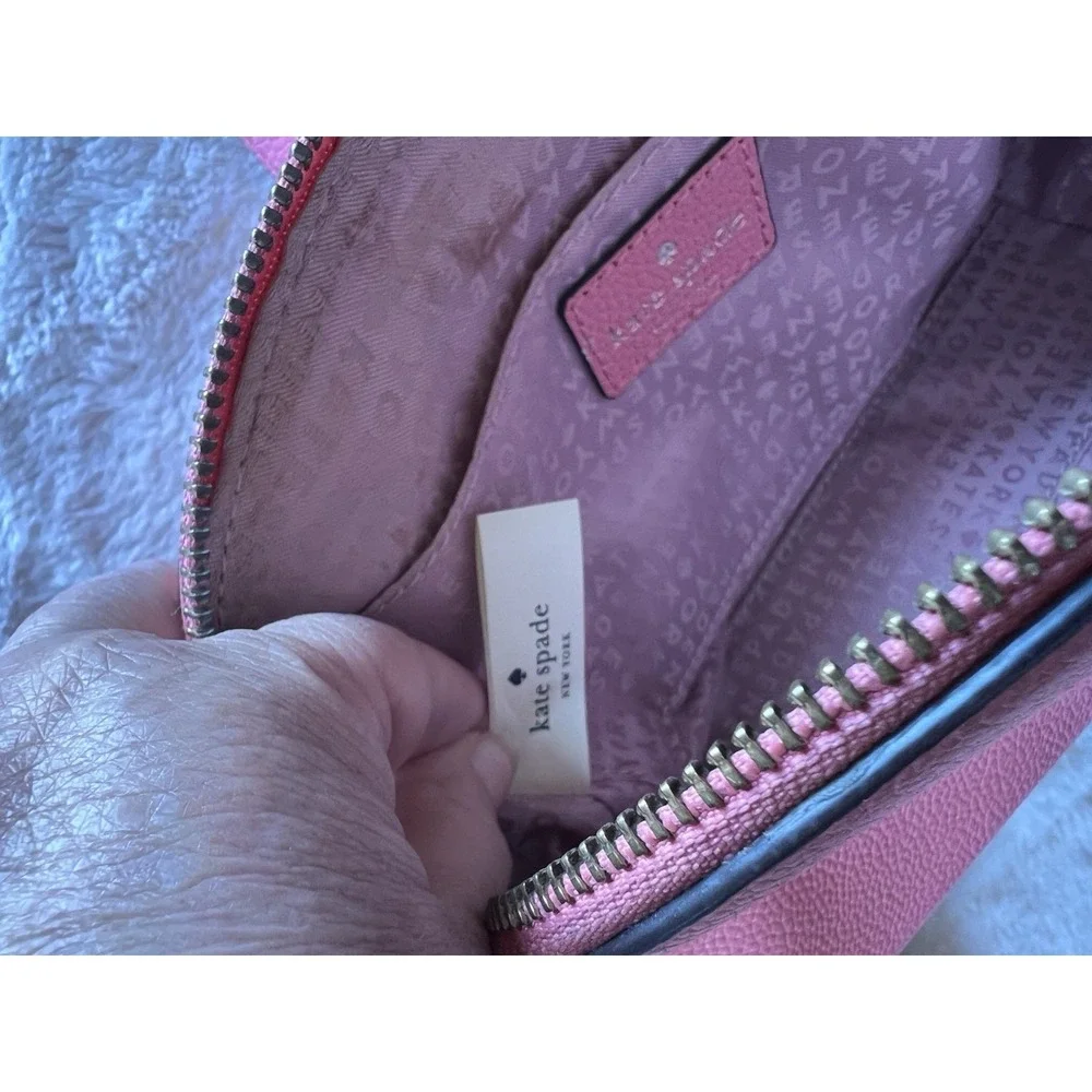 Kate Spade Pink Leather Crossbody Bag Minimalist Small Purse Dome Adj Strap